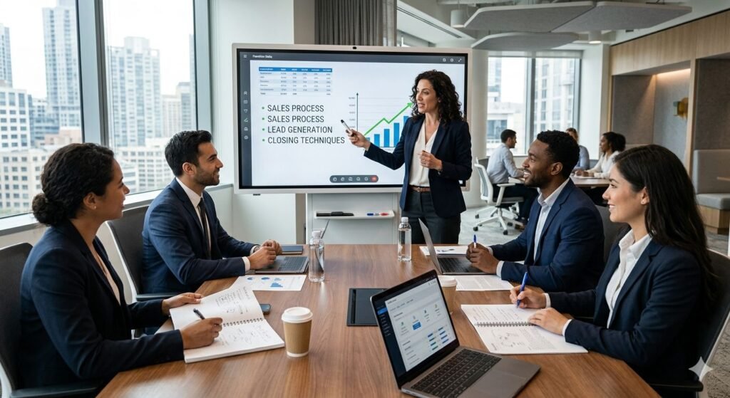 Franchise sales training content and techniques.