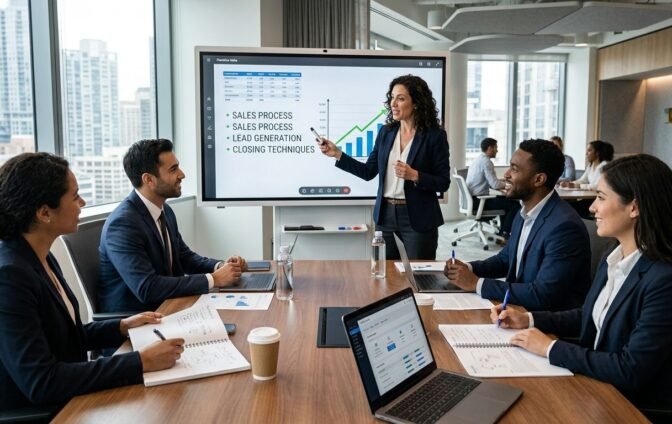 Franchise sales training content and techniques.